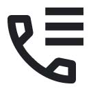 Telephone receiver with a list icon, representing the call log or history