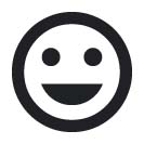 A simple, dark grey outline icon of a smiling face, commonly known as a smiley face emoji