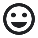 A simple, dark grey outline icon of a smiling face, commonly known as a smiley face emoji