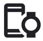 A dark grey outline icon showing a smartphone on the left and a smartwatch overlapping its right side