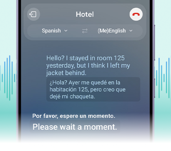 A screenshot of a text-to-speech app live translating a conversation in English and Spanish simultaneously.