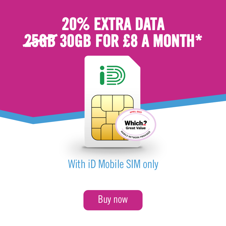 20% Extra Data! 25GB for £8 a month*