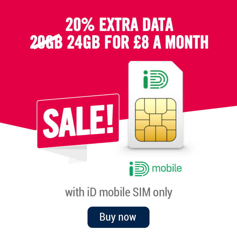 20% Extra data with ID mobile 24GB for £8 a month