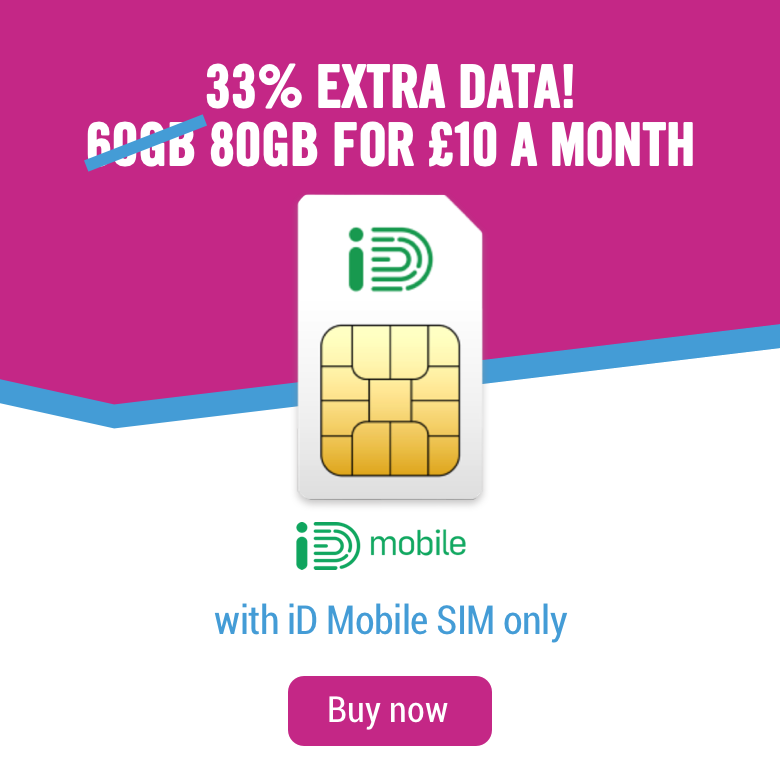 20% Extra data with ID mobile 80GB for £10 a month