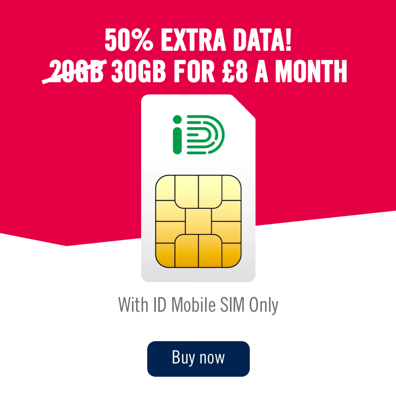 50% Extra data with ID mobile 30GB for £8 a month