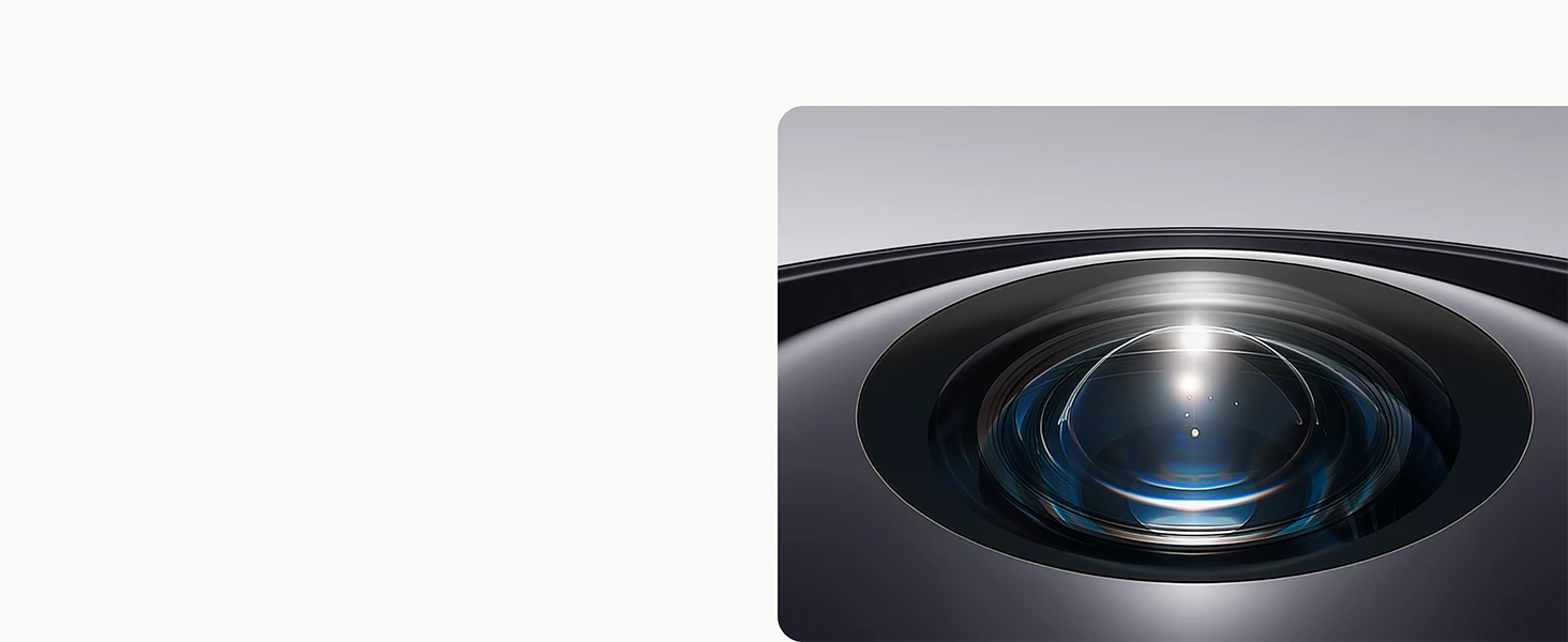 A close, detailed view of a smartphone camera lens showing its curved glass surface and reflective light patterns, emphasizing precision engineering and high‑quality optical components.
