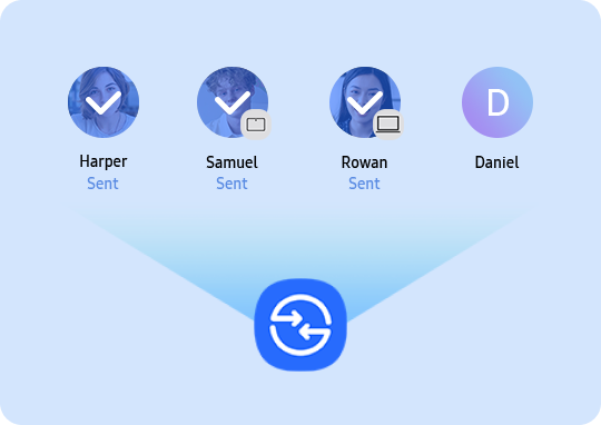 An illustration demonstrating the quick share feature