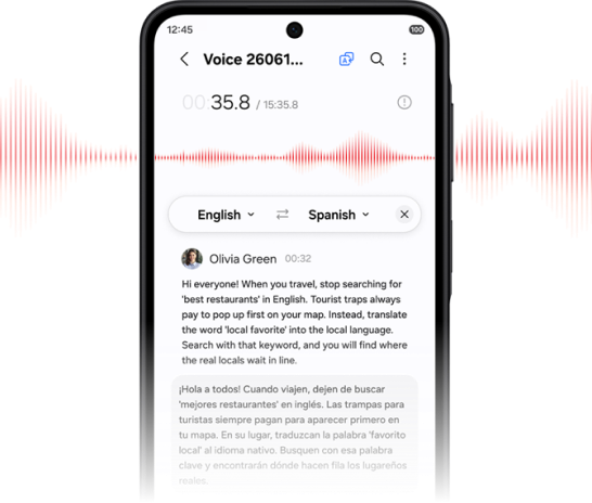 Image of the Voice transcription feature in use