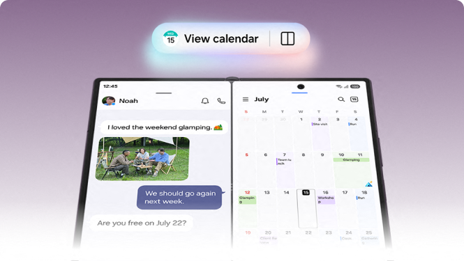 Illustration showing the Galaxy Z Fold8 Ultra's multitasking capabilities 