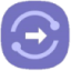 The Samsung Quick Share icon showing a white arrow pointing to the right within two rotating arrows on a purple background