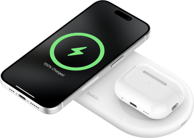 15w 2-in-1 Magnetic Charging Pad - White (Back)