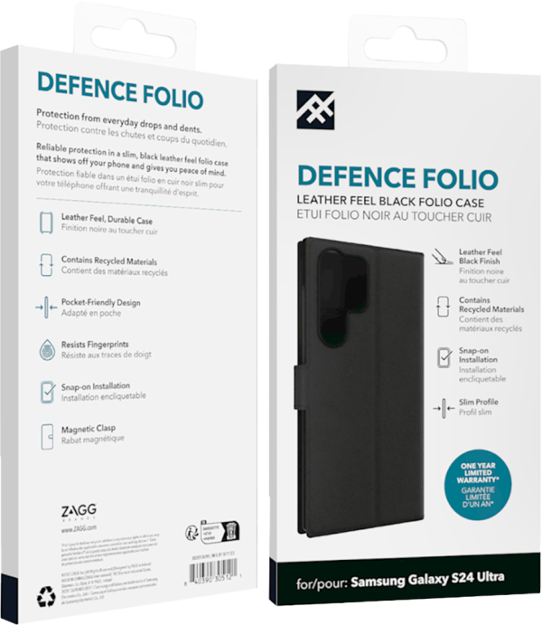 Defence S24 Ultra Folio Case Black