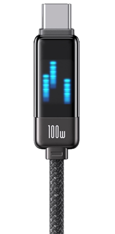 1m USB-C Cable 100w Pixel Black (Back)