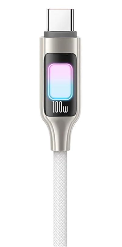 1m USB-C Cable 100w LED White (Back)