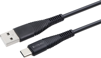 1m USB-A to USB-C Cable Black (Back)