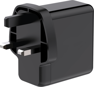 45W Mains Charger Black (Back)