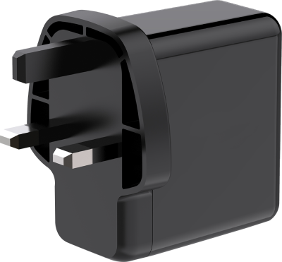 65W Mains Charger Black (Back)