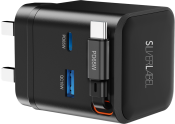 SilverLabel 65w Dual Charger with integrated USB-C Cable