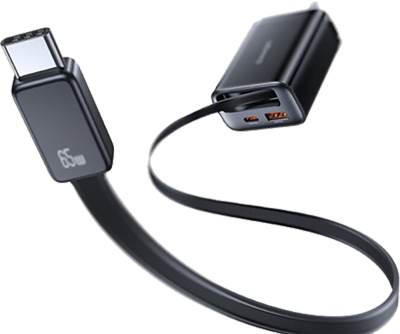 65w Dual Charger with integrated USB-C Cable