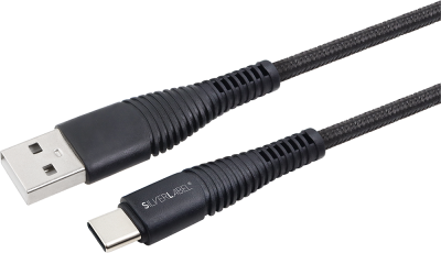 Braided 2m USB-A to USB-C Cable Black (Back)