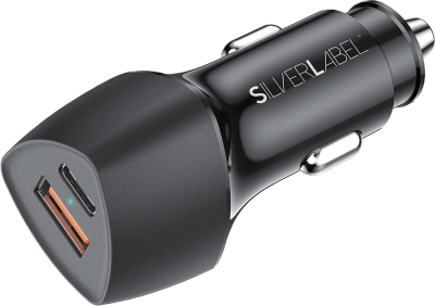 Multi Port Car Charger?20W Black (Side)