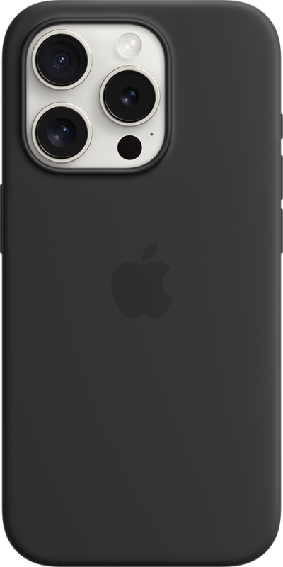 iPhone 15 Pro Silicone Case with MagSafe Black (Front)