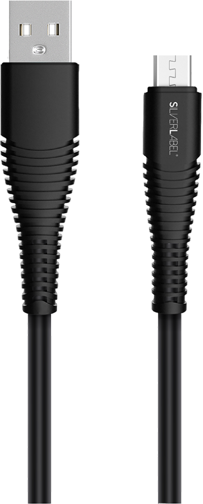 1m Micro USB Cable Black (Front)