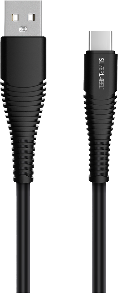 1m USB-A to USB-C Cable Black (Front)