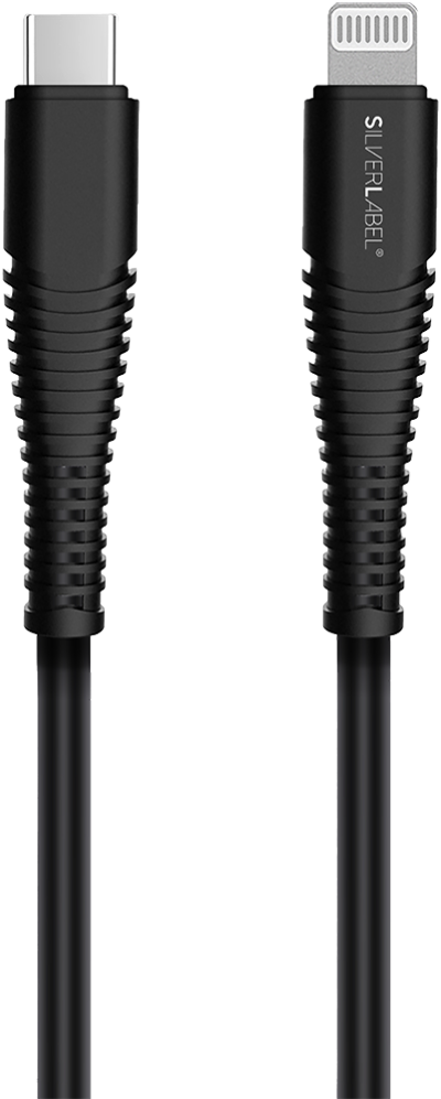 1m USB-C to Lighting Cable Black (Front)