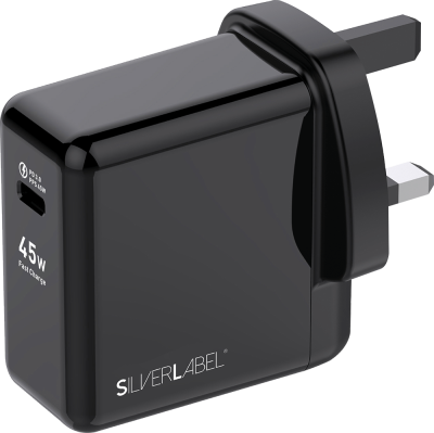 45W Mains Charger Black (Front)