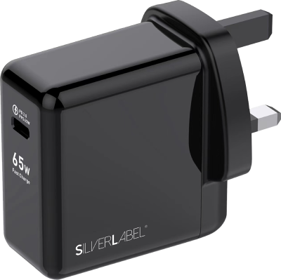 65W Mains Charger Black (Front)