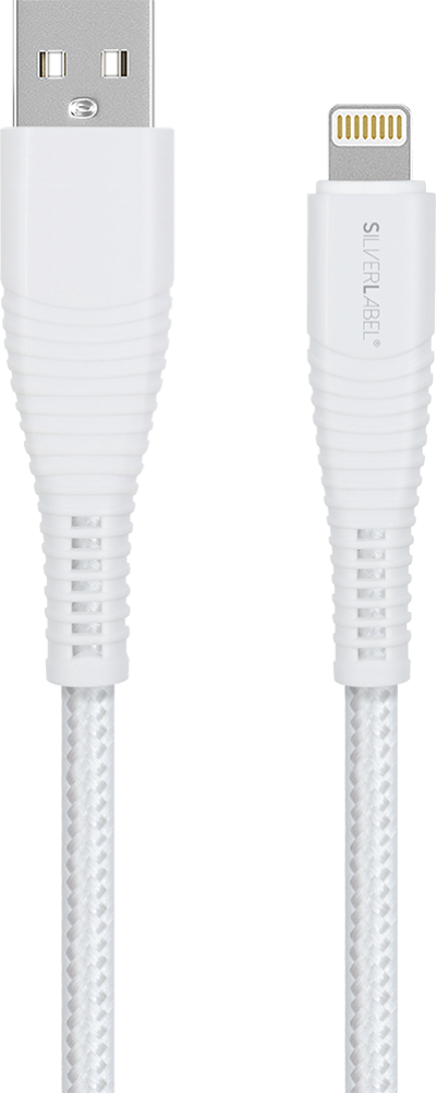 Braided 2m USB-A to Lighting Cable White (Front)