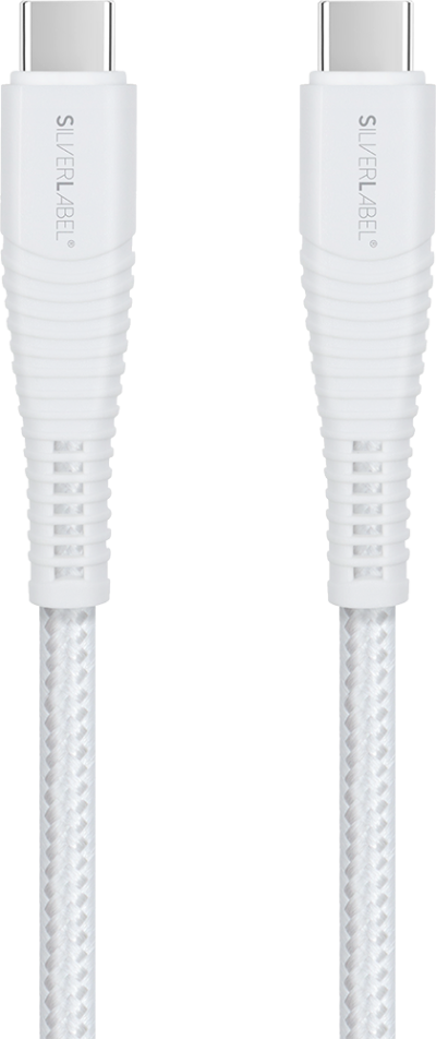 Braided 2m USB-C to C Cable White (Front)
