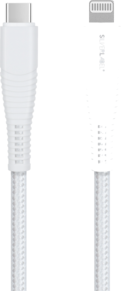Braided 2m USB-C to Lighting Cable White (Front)