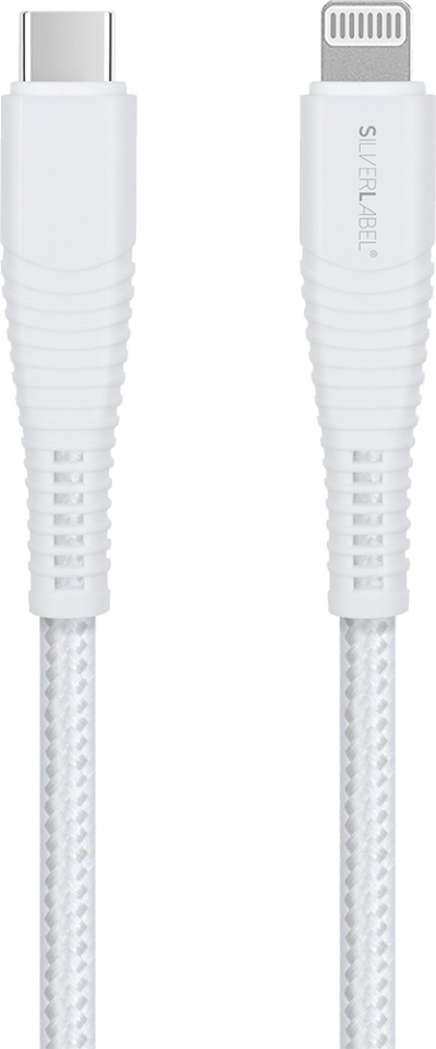 Braided 3m USB-C to Lighting Cable White (Front)