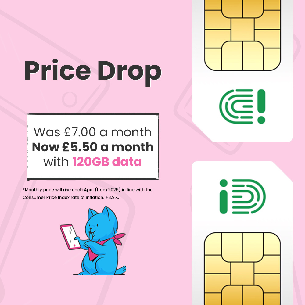 Pricedrop, iD Mobile, £5.50 a month with 120GB data