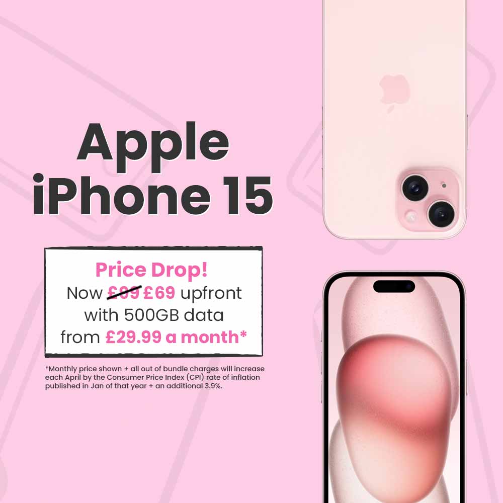 Apple iPhone 15 from just £32 a month with 150GB of data