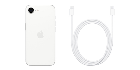 iPhone 16e and a USB-C charging cable