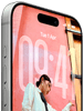 iPhone 17 Pro, front exterior, demonstrating the iOS 26 lock screen, Dynamic Island at top, Action button, volume buttons