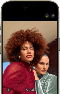 iPhone Air, front exterior, Dynamic Island centred near top, Centre Stage for photos feature in use