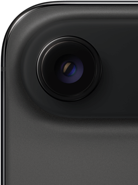 iPhone Air, back exterior, Space Black colour, top rounded corner, single-lens Fusion camera system