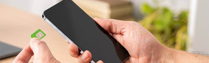 A phone with a SIM card