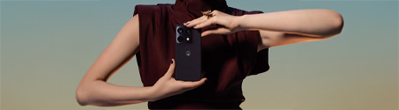 A woman using the Motorola Signature