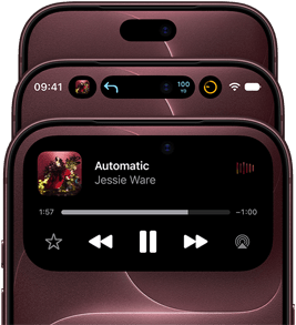 3 iPhone 18 Pro devices in Burgundy fanned out to show Dynamic Island in different modes: off, minimised, maximised