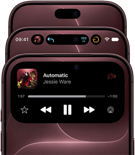 3 iPhone 18 Pro devices in Burgundy fanned out to show Dynamic Island in different modes: off, minimised, maximised