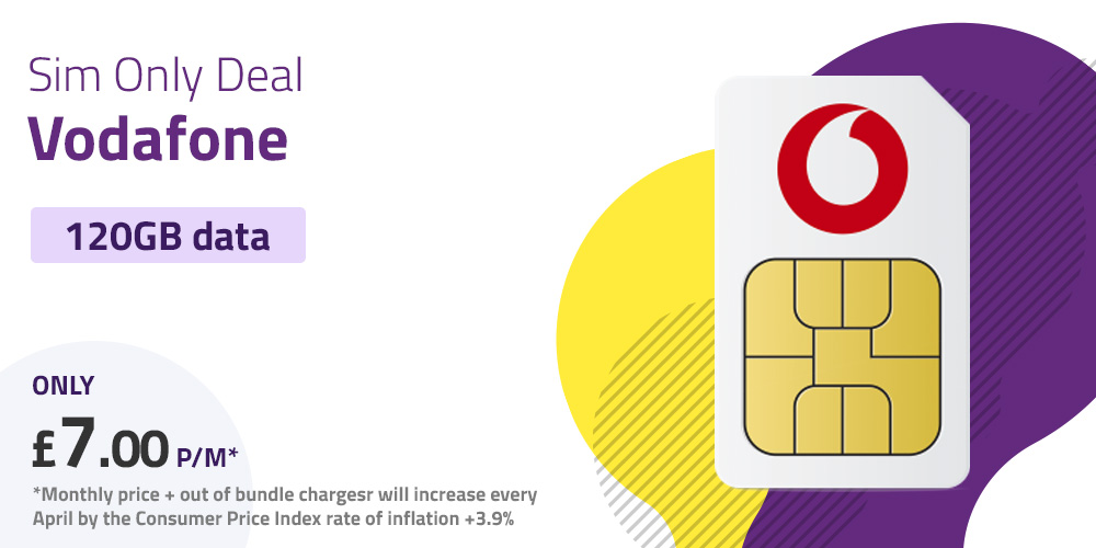 Vodafone SIM Only Deal, £7 per month